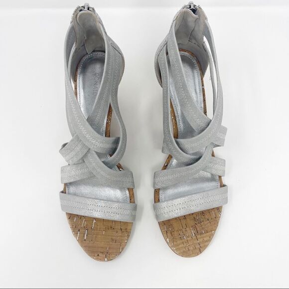 Donald J Pliner Jemi Strappy Wedge Sandal Silver Size 7.5 - Picture 5 of 10